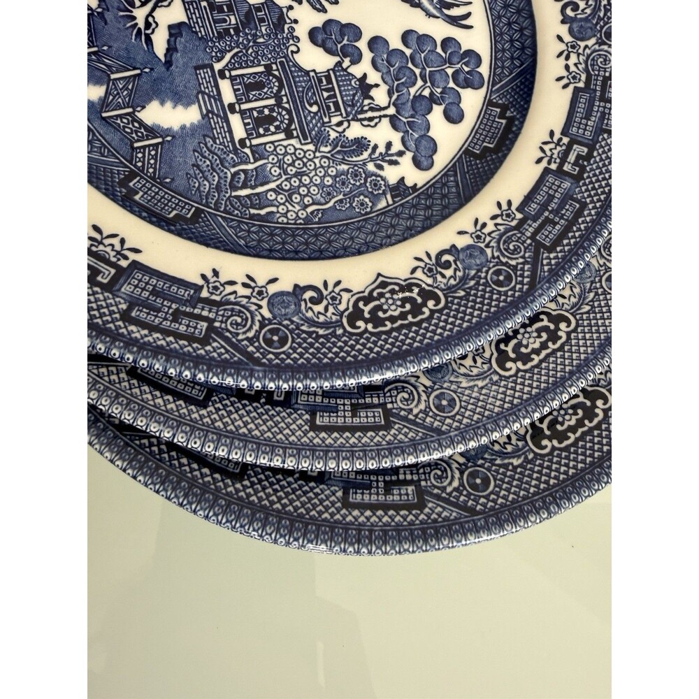 ✿ Churchill Blue Willow Plates Set of 6 England Boho Farmhouse Cottage Decor